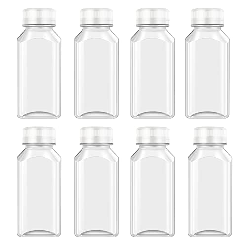 XYSMZM 8 Pcs 8 Oz Juice Bottles Plastic Mini Fridge Bottles with White Lid - size: 8 Ounce
