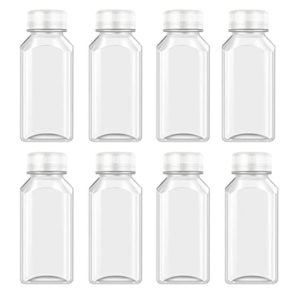 XYSMZM 8 Pcs 8 Oz Juice Bottles Plastic Mini Fridge Bottles with White Lid - size: 8 Ounce