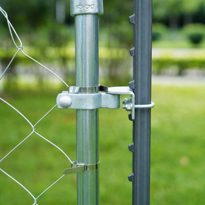 2 Pack T-Post Gate Hinge Kit, Fits T-Post & 1-3/8" Pipe, Heavy-Duty Steel | Dual mount: T-Post + Pipe or Pipe + Pipe. 5/8" pin, 200° swing, powder-coated steel. For farm, chain link, wood fences.
