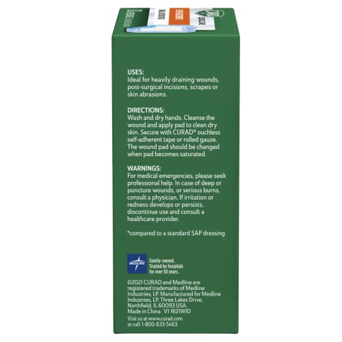 Curad Super Absorbent Wound Pad, Medium, 4" x 4", 10 Count, 3 Pack - size: 4" X 4", style: 3 Pack