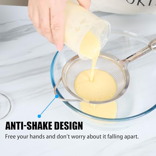 Stainless Steel Fine Mesh Strainer Set,18/10 Strainer for Kitchen - color: Black