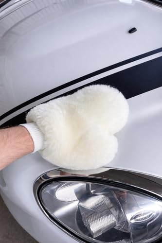 Natural Lambskin Wool Car Wash Mitt - Large Sheepskin for Wet and Dry Applications and Painters (1)