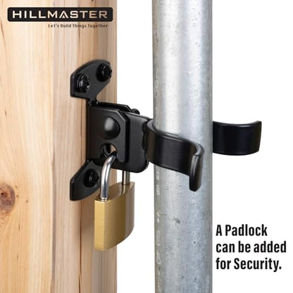 HILLMASTER 1-3/8" Flat Back Wall Mount Chain Link Fork Latch, Black Gate Fork Latch with Padlock Hole,Fence Latch Lock with Screws,Bolts,Gate Hardware Gate Latches for Outdoor Wooden Gates,2 PCS - size: 2 Pcs