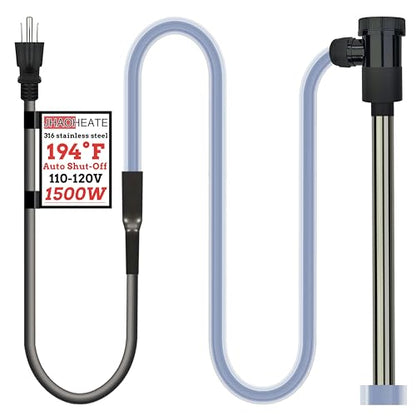 Submersible Water Heater 1500W Portable Bathtub and Pool Immersion Electric Water Heater with Temp Control & Wifi Timer for Bucket, Above-Ground Pool, Inflatable Pool, Baptistry & Hot Tub ﻿