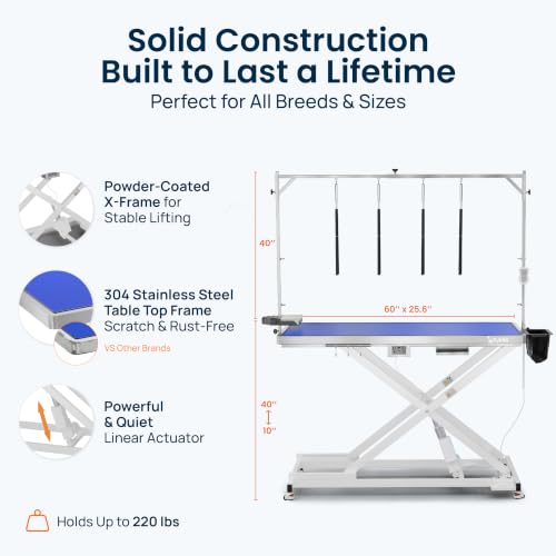 KANIS Professional Electric Dog Grooming Table - Heavy Duty - color: WHITE, size: 60"