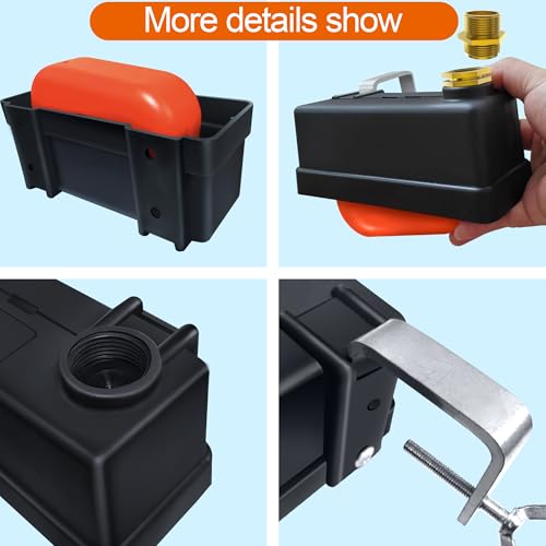 Water Trough Float Valve for Stock Tank, Automatic Control Waterer Level for Livestock Horse Chicken Animal Fish Pool with Hose Metal Connector & Ptfe tape （2 pack） - style: Stock Tank Float Valve-2PCS