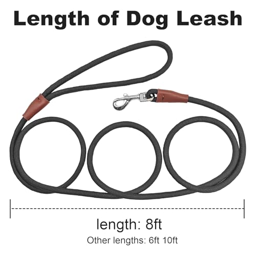 Small Dog Leash 1/4" by 6/8/10FT Lightweight Strong Rope Leash - color: black, size: 1/4" x 8'
