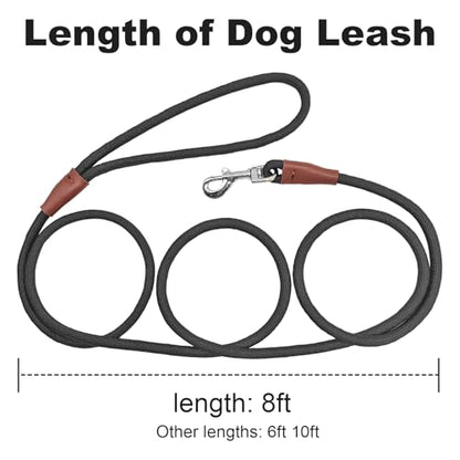 Small Dog Leash 1/4" by 6/8/10FT Lightweight Strong Rope Leash - color: black, size: 1/4" x 8'