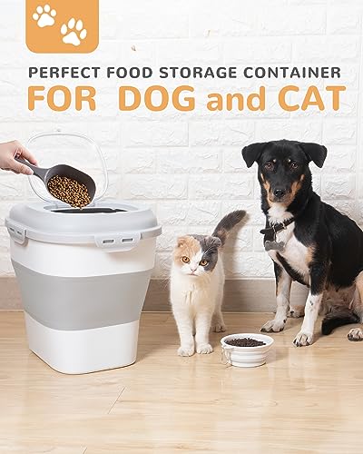 30-35 Lbs Dog Food Storage Container Collapsible Dog Food Container - color: Light Grey