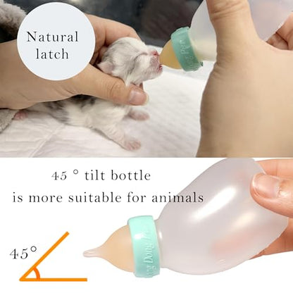Doggiema Kittens Feeder Bottle,Silicone Feeding Nipple and Syringes - size: 60ml Bottle Set (kittens/Toy Puppy)