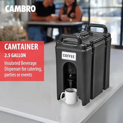 Cambro 250LCD110 Camtainer 2.5 Gallon Black Insulated Beverage Dispenser Case of 1