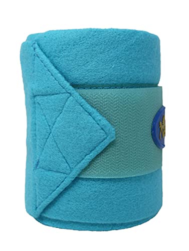 CHALLENGER 10ft Horse Grooming Leg Polo Wrap Set of 4 Soft Fleece 95R - color: Turquoise