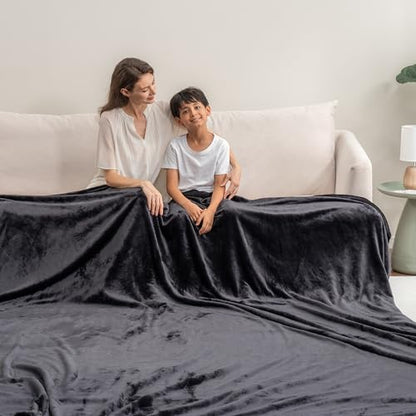 Berkshire Blanket VelvetLoft Big Oversized King Family Blanket, All Season Mid-Weight Ultra Silky and Fuzzy, Seamless Extra Large(Black, 120x120 Inches) - color: Black, size: Oversized King