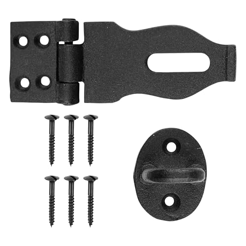 Renovators Supply Black Wrought Iron Hasp Door Latch - Heavy Duty Security Padlock Hasp - Ideal for Doors and Gates - Door Lock for Safety - 4 Inches - Pack of 1 - color: Black Antique, size: Pack of 1