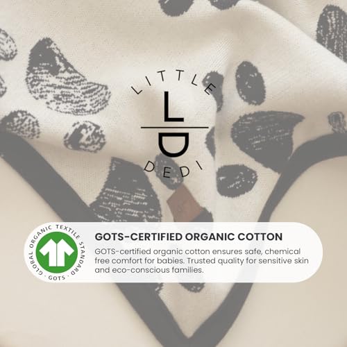 Baby & Pet Blanket 100% Cotton with Sherpa Fleece – Soft Stroller & Cuddle Blanket for Baby, Dog & Cat – Breathable, Hypoallergenic, Washable – 30x40 All-Season Blanket Black - color: Black Paw/ Beige