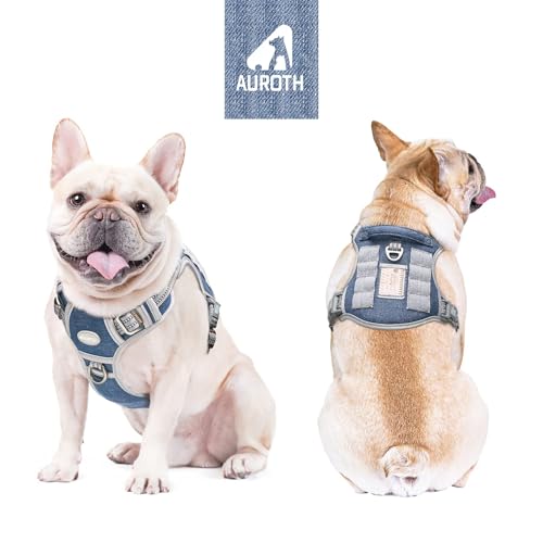 AUROTH Dog Harness for Small Medium Dogs, Tactical No Pull Dog Vest - color: Denim Blue, size: S(Neck:14-21",Chest:20-31"),18-35 lbs