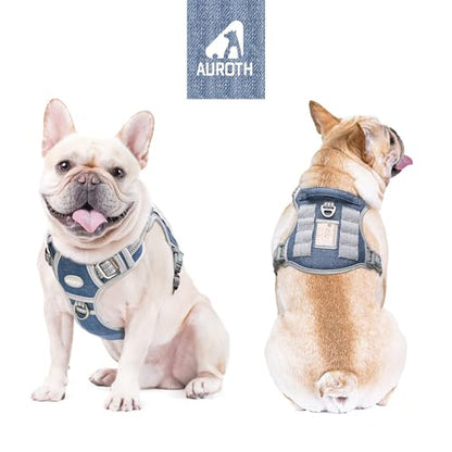 AUROTH Dog Harness for Small Medium Dogs, Tactical No Pull Dog Vest - color: Denim Blue, size: S(Neck:14-21",Chest:20-31"),18-35 lbs