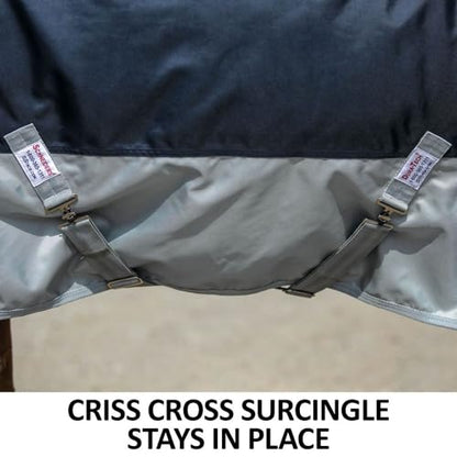 Dura-Tech Viking Horse Turnout Sheet | Open Front with 2 Buckle | Waterproof, Windproof & Breathable Blanket | Criss-Cross Surcingle | Winter Horse Blanket - size: Horse Size 78, style: Light Weight (100 gm)