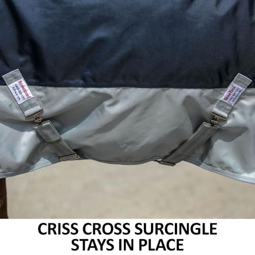 Dura-Tech Viking Horse Turnout Sheet | Open Front with 2 Buckle | Waterproof, Windproof & Breathable Blanket | Criss-Cross Surcingle | Winter Horse Blanket - size: Horse Size 78, style: Light Weight (100 gm)