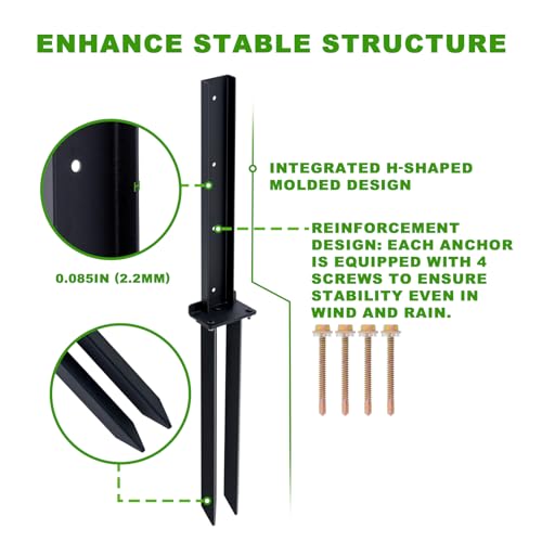 Fence Post Repair Kit, Heavy Duty Steel Ground Spike for Wooden Fence Post Repairing Tilted/Broken Wood Posts (32''H 2 Pack) - size: 32''H 2 Pack