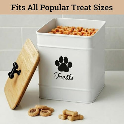 Dog Treat Container Airtight, 6"W x 8"H, Powder Coated, 12 Cup Capacity - color: White