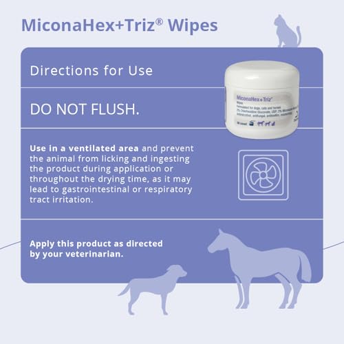 MiconaHex+Triz Wipes, 2.25" round for Dogs, Cats and Horses, 50 count jar - size: 50 Count (Pack of 1)
