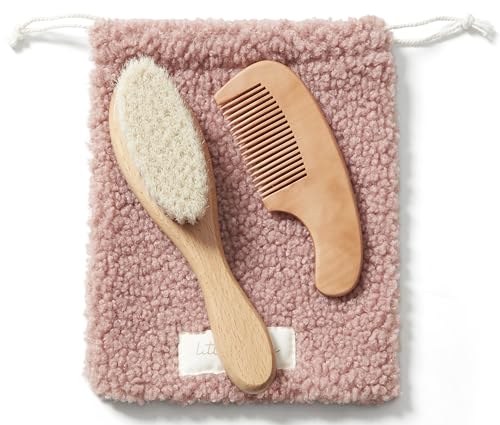 MYZI Baby Hair Brush Set – Soft Baby Brush Set for Newborns, Baby Comb and Brush Set Girl and Boy, Toddler Hair Brush and Toddler Comb - Baby Gift Set - color: Pink