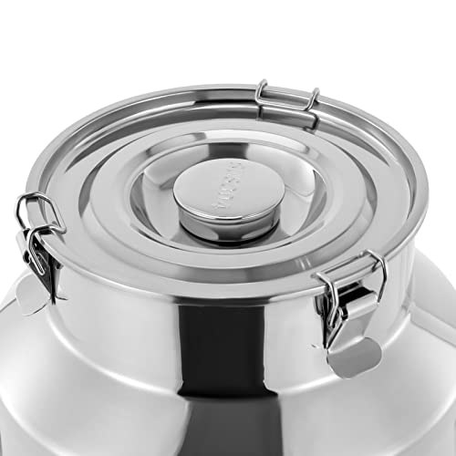 DYNAMI 7.4Gal 304 Stainless Steel Milk Can with Airtight Lid and Handles,Anti-Leak Liquid Storage Barrel,Food Grade Container for Liquid,Solid Storage and Transport,Large Opening for Easy Cleaning - size: 7.4Gal