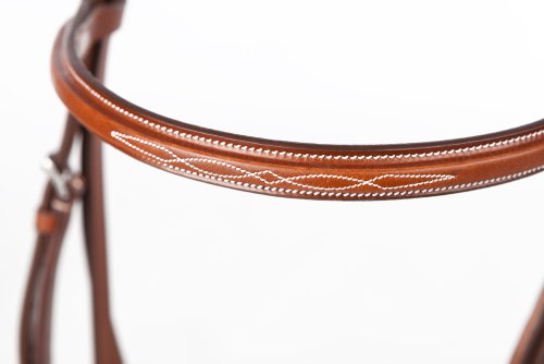 Huntley Equestrian Fancy Stitched Sedgwick Leather English Bridle and Reins - color: Conker, size: Cob