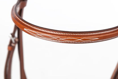Huntley Equestrian Fancy Stitched Sedgwick Leather English Bridle and Reins - color: Conker, size: Cob