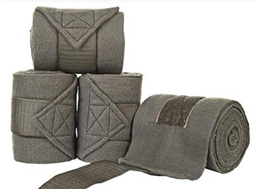 Horse Fleece Bandages/Polo Wraps/Stable Wraps Equestrian Leg Wraps Set of 4 TACK Equestrian Boots Protection (Gray)