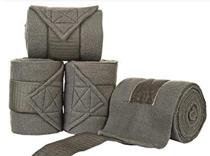 Horse Fleece Bandages/Polo Wraps/Stable Wraps Equestrian Leg Wraps Set of 4 TACK Equestrian Boots Protection (Gray)