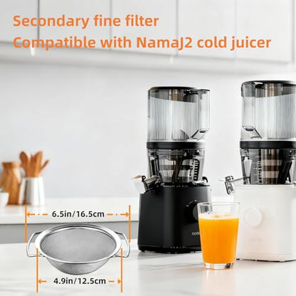 Juice Strainer for Nama J2, 304 Stainless Fine Mesh Strainer for Juicing | Juice Strainer After Juicing,Bilateral handles-304 Stainless Steel ,Easy Clean(for most containers)