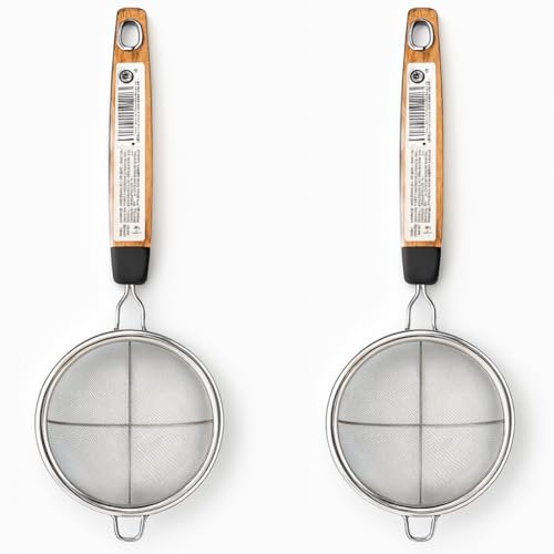 JapanBargain 2459, Fine Mesh Tea Strainer with Handle Stainless Steel Small Sifter For Drinks, Cocktails, Coffee and Matcha, 2-Pack