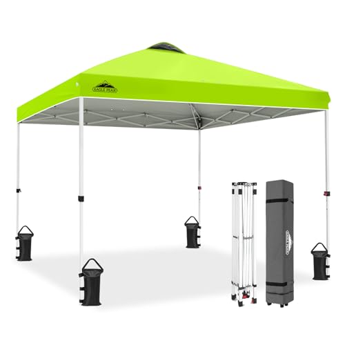 EAGLE PEAK 10x10 Pop Up Canopy Tent Easy Up Canopy Outdoor, Neon Green - color: Neon Green, size: 10x10