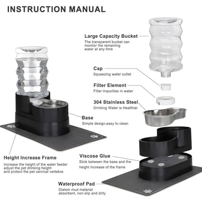 RIZZARI 7L Elevated Dog Water Dispenser :Comfortable Feeding Height - color: Black, size: 7L