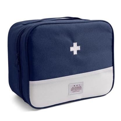 Faylapa First Aid Kit Empty Bag, 9.8x8.3x4.7 Inches Travel Empty First Aid Kit Pouch for Emergency at Home, Office, Car, Outdoors, Boat, Camping, Hiking(Bag Only, Navy Blue) - color: Navy Blue