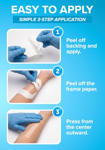 Transparent Film Dressing, Waterproof Bandages 2.3x2.7 100-Pack | FSA&HSA | occlusive dressing & clear wound cover for showering - tattoo protection film & transdermal patch cover, IV covers for PICC - size: 2.3x2.7 100ct