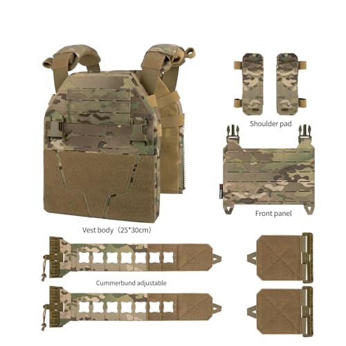 YAKEDA Tactical Training Vest with PALS System - Adjustable Straps Quick-Release Buckle for Hunting - color: Multicolor