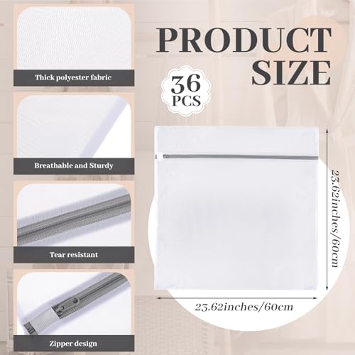 Nuenen 36 Pcs Mesh Laundry Wash Bags with Zipper Machine Washable Lingerie Bags for Washing Delicates Clothes Garment Underwear Blouse Hosiery Socks Travel (23 x 23 Inches,Gray) - color: Gray, size: 23 x 23 inches