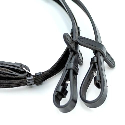 Jeffers Uniquely English Leather Horse Bridle with Reins, Padded Crown, Adjustable Noseband, English Bridle Tack for Hunter, Jumping, Dressage, Riding - size: Cob