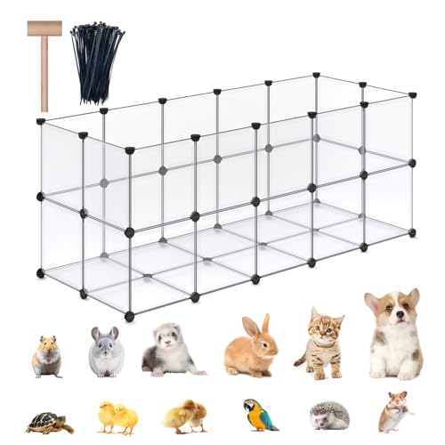DINMO 38 Panels Bunny Playpen with Floor, Plastic, 61.2"L x 24.8"W x 24.8"H - style: Plastic-38 panels