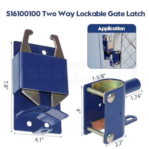 2 Way Farm Gate Latch for Gates with 1-5/8" to 2" Tubes, Lockable - color: 1x S16100100(Large Size Version 4.1"x 7.8")