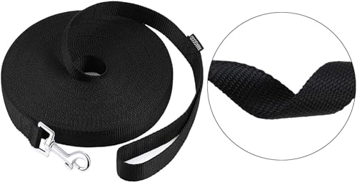 AMAGOOD Dog/Puppy Obedience Recall Training Agility Lead-15 ft 20 ft 30 ft 50 ft Long Leash-for Dog Training,Tie Out,Play,Safety,Camping (30Feet x 1Inch, Black) - color: Black, size: 1 Inch x 30 Feet