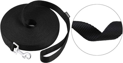 AMAGOOD Dog/Puppy Obedience Recall Training Agility Lead-15 ft 20 ft 30 ft 50 ft Long Leash-for Dog Training,Tie Out,Play,Safety,Camping (30Feet x 1Inch, Black) - color: Black, size: 1 Inch x 30 Feet