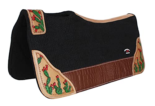 Horse 32" x 30" Western Contoured Wool Felt Therapeutic Saddle Pad 39218 - color: Black