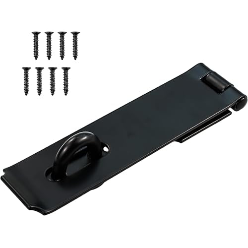 Heavy Duty Gate Lock, 7-3/4" Extra Thick Steel, Padlock Clasp, hasp Latch, shed Door Latch, Black