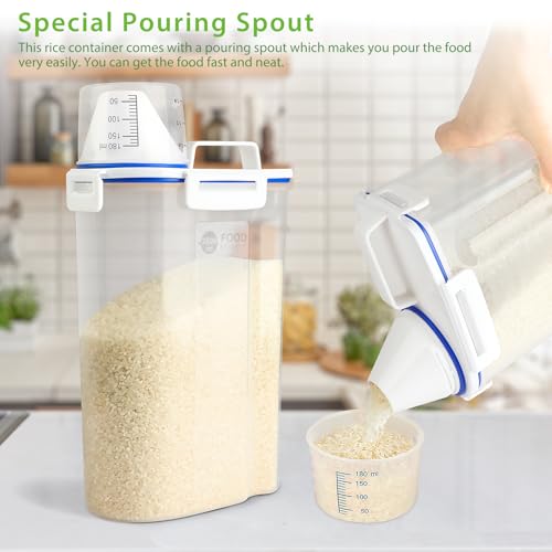 Viretec Rice Storage Container, 3 to 5Lbs Dry Food Airtight Container, Pet Dog Cat Food Canister, BPA Free Clear Plastic Kitchen and Pantry Organization Bin for Oatmeal, Grain, Cereal, Pasta, Flour - color: 3L/White