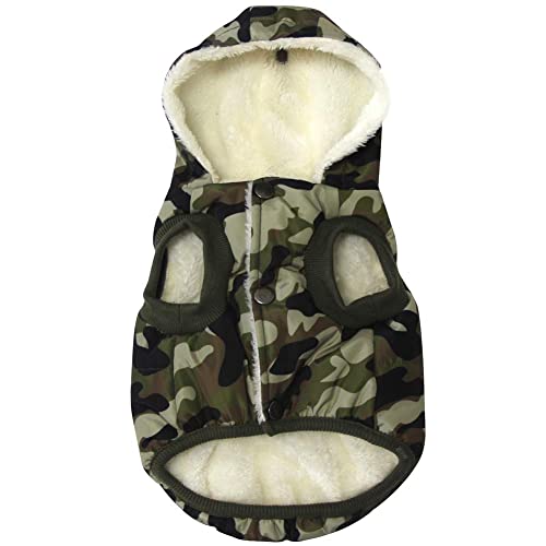 Vecomfy Warm Dog Coats with Hoodie,Winter Dog Jackets for Smaller Dogs - color: Green Camo, size: X-Small