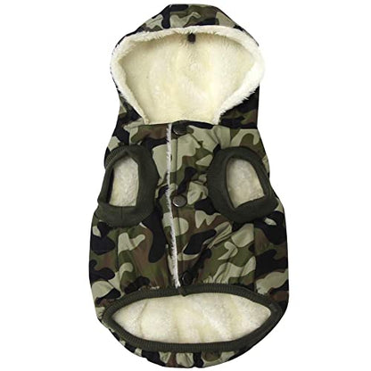 Vecomfy Warm Dog Coats with Hoodie,Winter Dog Jackets for Smaller Dogs - color: Green Camo, size: X-Small